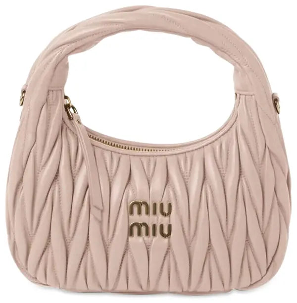 Miu Miu Matelassé Nappa Leather Hobo Bag 'Cipria' - dconcept.eu