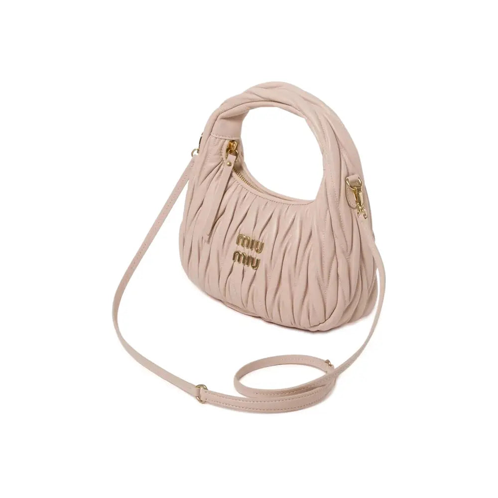 Miu Miu Matelassé Nappa Leather Hobo Bag 'Cipria' - dconcept.eu