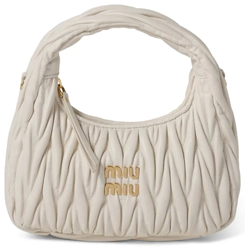 Miu Miu Wander Matelassé Nappa Leather Hobo Bag 'White' - dconcept.eu